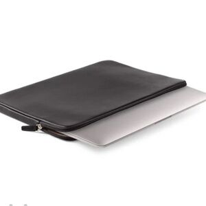 Brand new leather 15” Sleek Black Leather  Laptop Sleeve in black onyx
